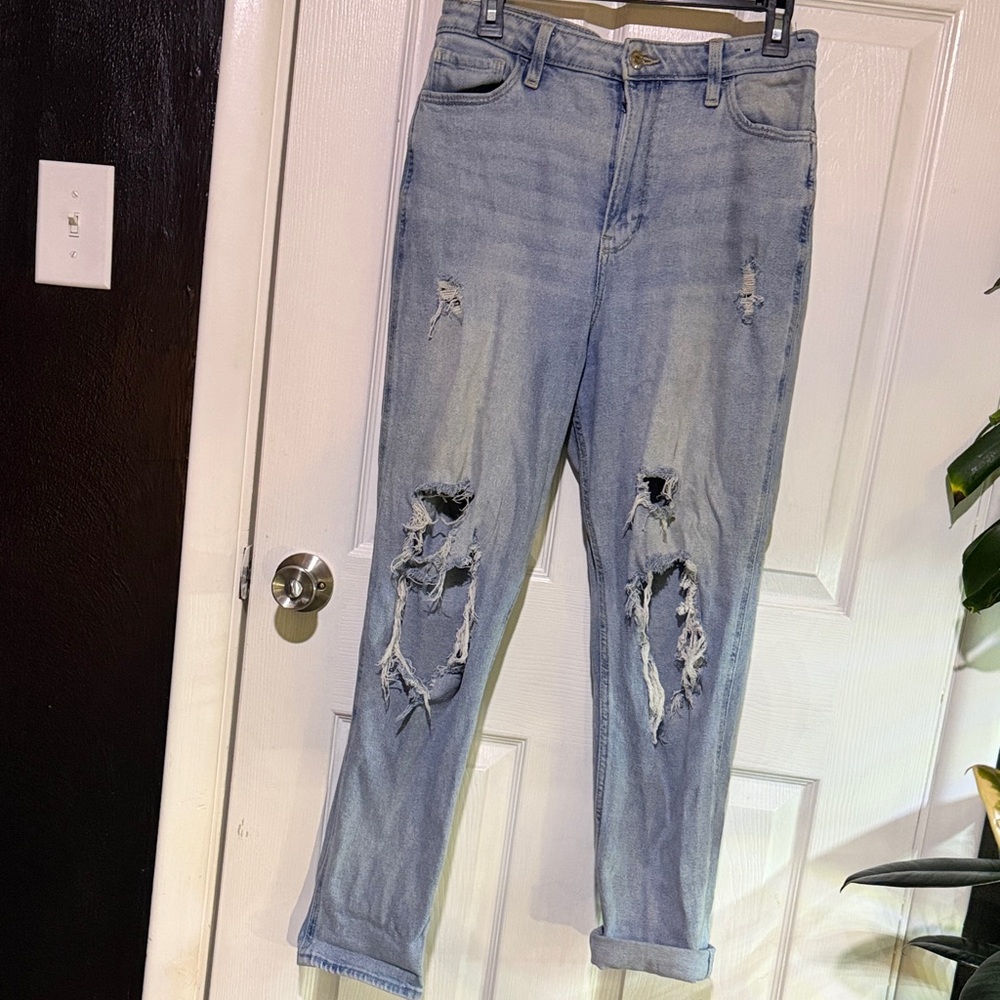 Hollister Light Blue Distressed Boyfriend Jeans